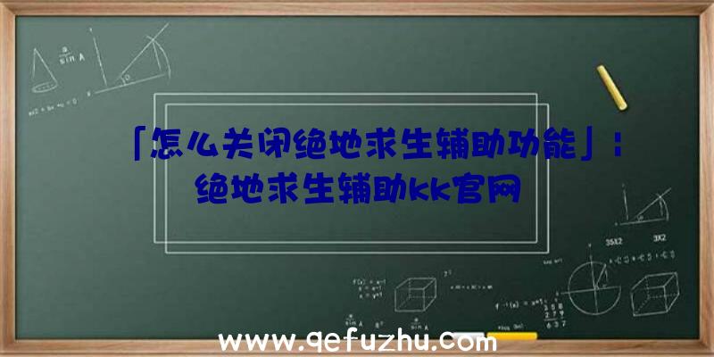 「怎么关闭绝地求生辅助功能」|绝地求生辅助kk官网